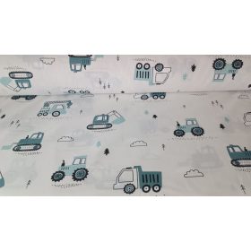 Zöld munkagépes pamutvászon textil  - 160 cm 