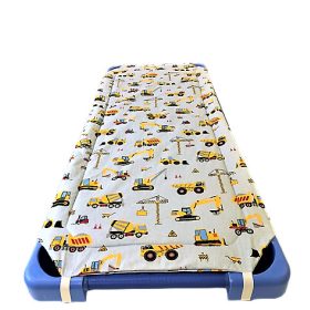 Szürke alapon sárga munkagépes ovis derékalj 55x130 cm