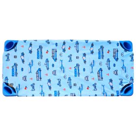   Gumifüles kétrétegű lepedő óvodai fektetőre - Kék alapon Kék Rendőrautó mintával