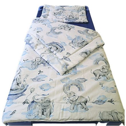 2 részes gyermek ágynemű garnitúra - 90x130 cm / kék szivárvány elefánt mintás 