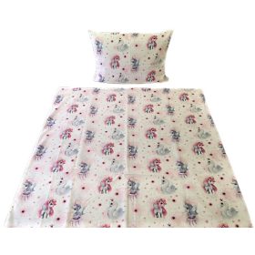   2 részes 100% pamut ágynemű huzat 90x130 cm - unikornis - hattyú mintás