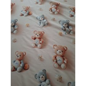 Microfiber textil 225 cm széles digitális nyomással - Horgol Maci mintás (100% műszál)