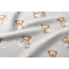   Pamutvászon textil - 160 cm széles - szürkés alapon maci - csillag mintás