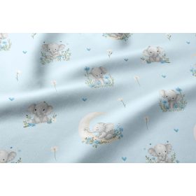   Pamutvászon textil - 160 cm / baba kék elefánt - hold mintás