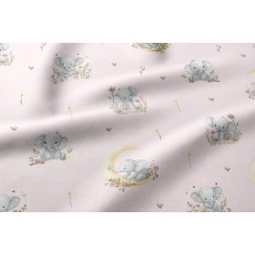   Pamutvászon textil - 160 cm / elefánt - hold mintás - rózsaszín