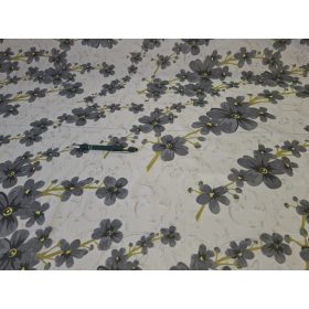   Mikroszálas textil (microfiber) fehér alapon szürke fürtös virág mintával 165 cm széles