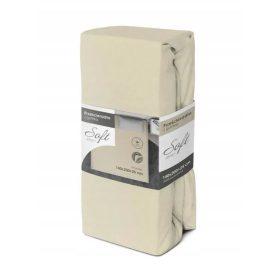 Krém színű jersey gumis lepedő - 140x200 + 25 cm