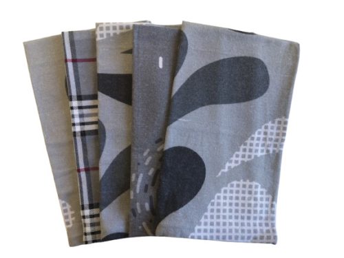 Flanel Kispárna huzat csomag 5 db,  II. Osztályú - szürke mintás