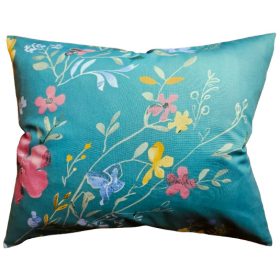   Pamut kispárna huzat - Petrol alapon Virág mintás - 40x50 cm