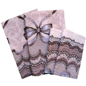   Krepp Párnahuzat Szett - 4db-os / Bézs Masni mintával  - 50sz.