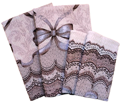 Krepp Párnahuzat Szett - 4db-os / Bézs Masni mintával  - 50sz.