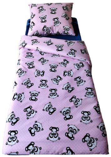 2 részes Ovis ágynemű huzat szett - Rózsaszín Pöttyös Panda mintával - 90x130 cm