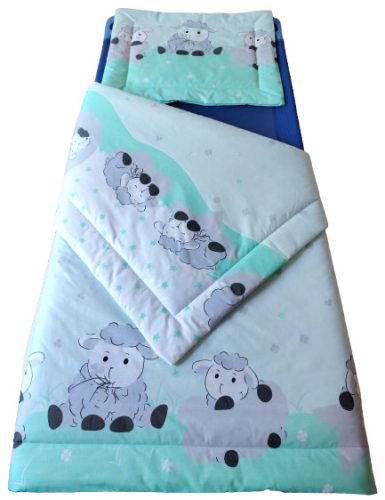 Ovis ágynemű garnitúra 2 részes / 90x130 cm - Bordűrös Menta Bárány mintás 