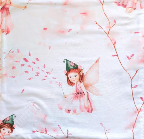 Környezetbarát Újraszalvéta / Fehér alapon Virág Tündér mintával  - 28x28cm 