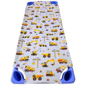   Vízhatlan Gumifüles Gyermek mintás Lepedő Pamut - Pul anyagból / Szürke alapon Sárga Munkagépes