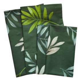 Párnahuzat szett - párban 4db-os / smaragd zöld alapon pálmalevél mintával 