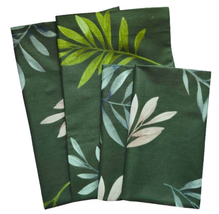 Párnahuzat szett - párban 4db-os / smaragd zöld alapon pálmalevél mintával 