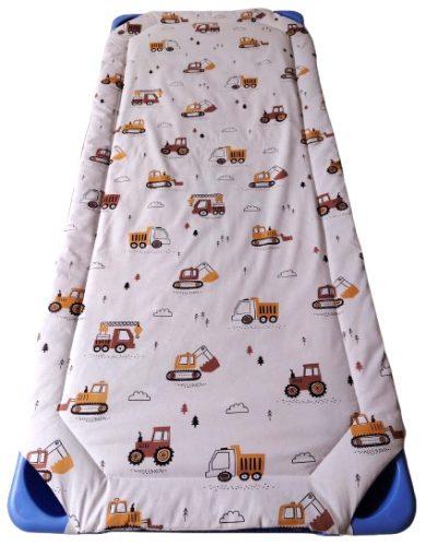 Ovis töltött gumifüles lepedő 55x130 cm / Barna Munkagép mintás