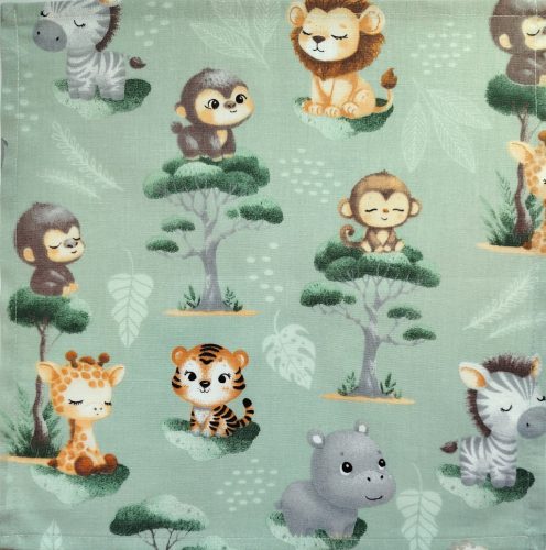 Textil szalvéta - 30x30cm / Pasztell Zöld alapon Szafaribébik mintával