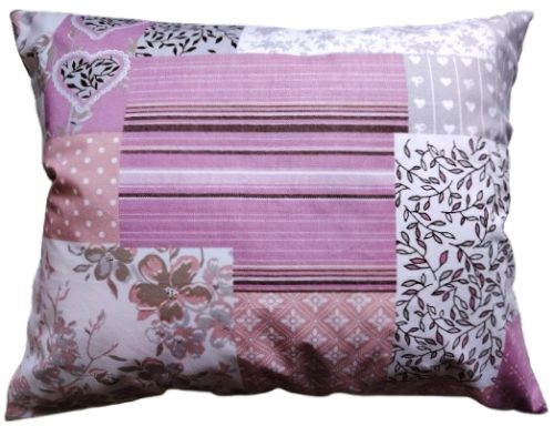 Pamut Kispárna huzat  - Mályva Patchwork mintás