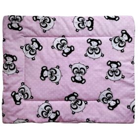 Lapos kispárna 38x48 cm pamut borítással - Pöttyös Panda mintás - Rózsaszín