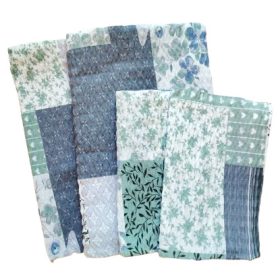   Krepp Párnahuzat Szett - 4db-os / Zöld - Szürke Patchwork  mintával  - 52sz.