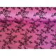 Sötét mályva színű műszálas jersey textil - fekete bársonyvirágos - 170 x 30cm 