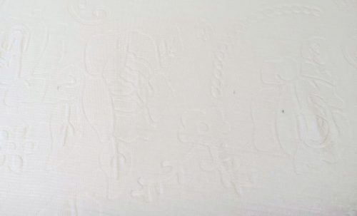  Ekrü színű nyomott mintás punto textil - 140x30 cm - HIBÁS
