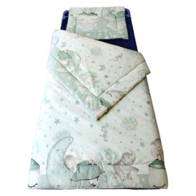   Ovis ágynemű garnitúra szett  90x130 cm / Pasztell Zöld Kiselefánt - Hold mintás