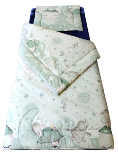 Ovis ágynemű garnitúra szett  90x130 cm / Pasztell Zöld Kiselefánt - Hold mintás