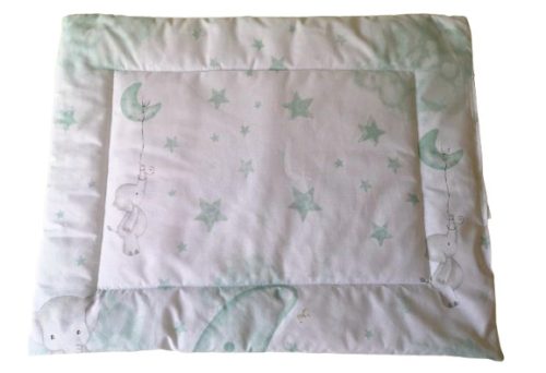 Lapos ovis kispárna pamut borítással - 38x48 cm / Fehér Zöld Kiselefánt mintával