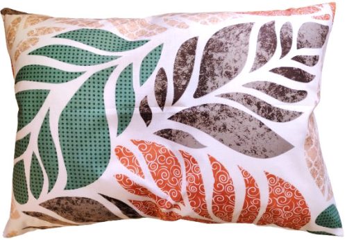 Pamut Félpárna huzat - 70x50 cm méretben / Zöld - Terrakotta Levél mintás