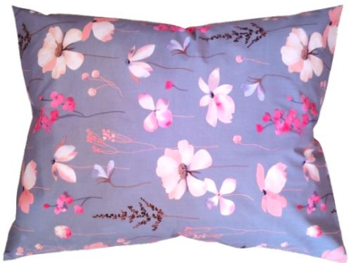 Pamut nagypárna huzat - 70x90 cm / Szürke alapon Vidám Virág mintás 
