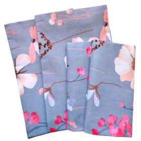 Pamut Párnahuzat Szett - 4db-os / Szürke alapon Modern Virág mintával  - 81.sz.