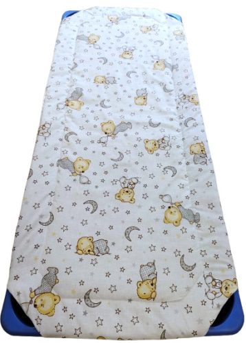 Gumifüles ovis lepedő - 58x130 cm  / Fehér alapon Alvó Maci mintás 