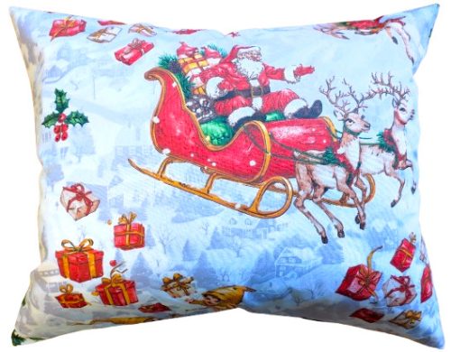 Télapó szánon mintás Pamut Kispárna huzat - 40 x 50cm