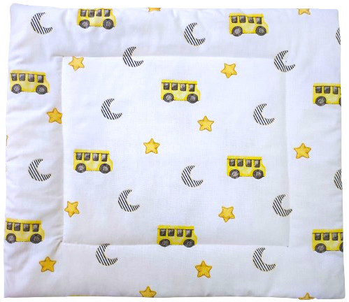 Lapos ovis kispárna pamut borítással - 38x48 cm /  Sárga Busz mintás