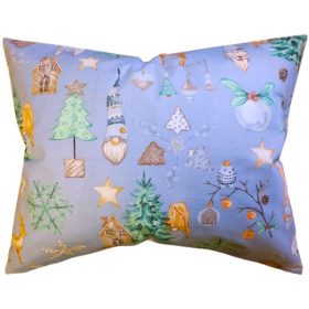   Karácsonyi Manó - Szarvas - Fenyő mintás Kispárna huzat Szürke alapon