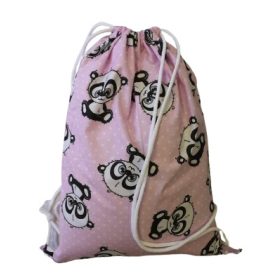 Ovis tornazsák - 30x40 cm / rózsaszín alapon pöttyös-panda mintával.