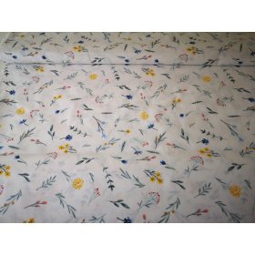 Pamutvászon textil - 160 cm / szürke - bézs szolid apró virág mintás