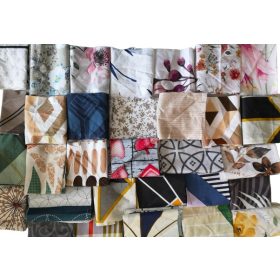 Különböző mintájú maradék textilekből összeállított patchwork csomag - 2 kg 