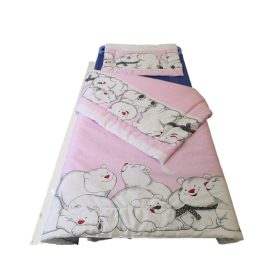   2 részes ovis 90x130 cm ágynemű garnitúra -rózsaszín -jeges macis