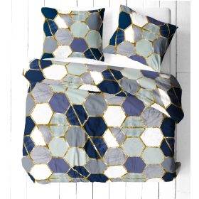   3 részes pamut ágynemű kispárna huzattal 140x200cm -lila,szürke mintás