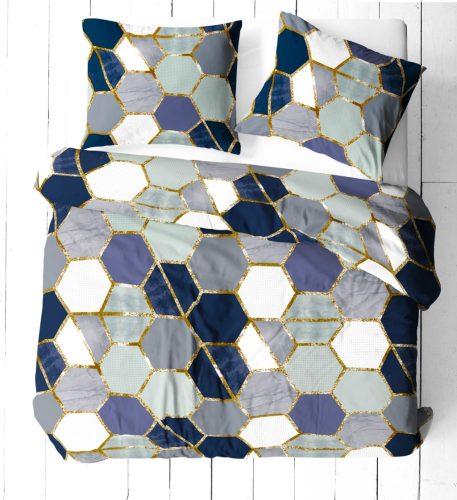 100% pamut ágynemű garnitúra 140x220 cm, lila, szürke