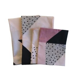   Mályva - fekete pöttyös - csíkos modern mintás 4 darabos párna huzat szett