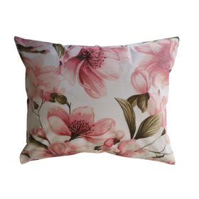  Pamut kispárna huzat 40x50 cm fehér alapon rózsaszín virág mintás