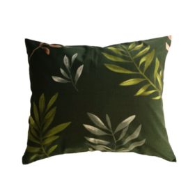 Pamut kispárna huzat - 40x50 cm smaragdzöld pálma leveles