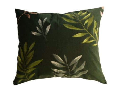 Pamut kispárna huzat - 40x50 cm smaragdzöld pálma leveles