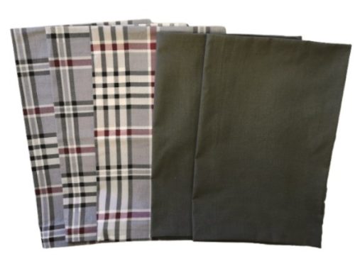 Pamut kispárna huzat csomag 5 db-os,  I. osztályú , egyszínű szürke, szürke kockás minta