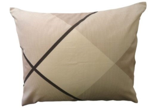 Bézs-barna kockás, modern mintás pamut kispárna huzat 40x50 cm